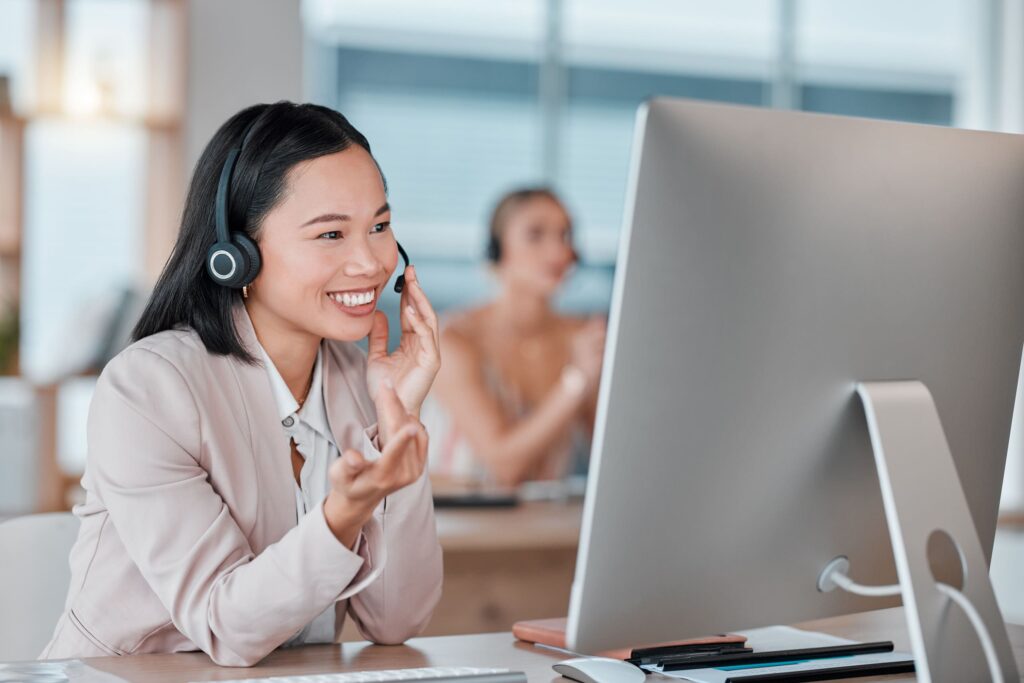 Asian woman call center